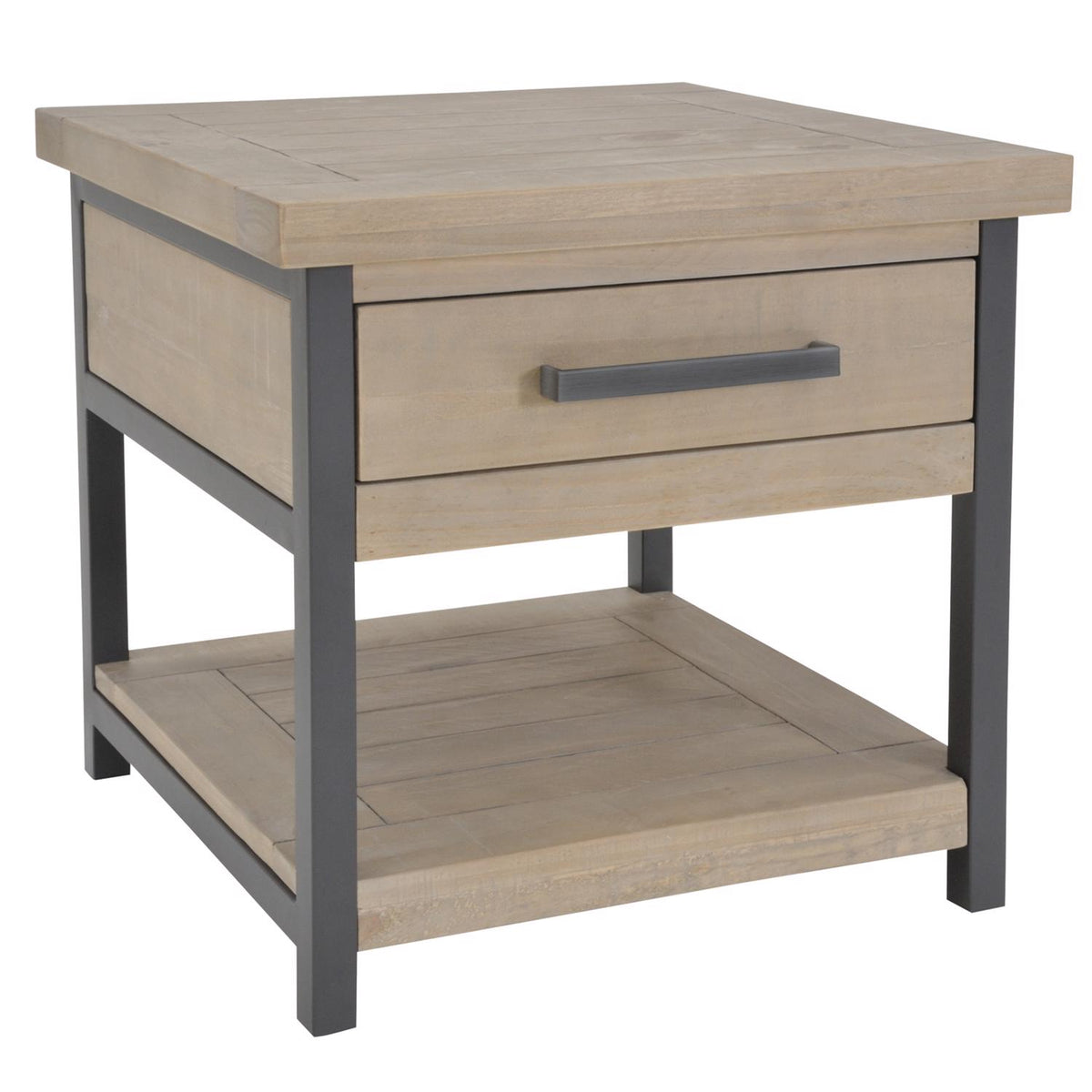 Lowry 1 Drawer Side Table Driftwood Lacquered Solid Reclaimed Pine (Previous Finish)