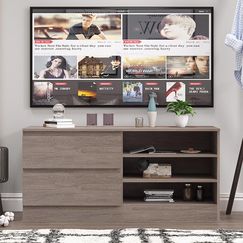 Stora 2 Drawer Entertainment Unit With Storage - For up to 50 inch TV - Rustic Oak