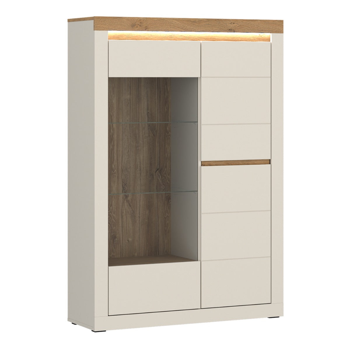 Naxxar 2 Door Display Cabinet RH in Cashmere and Stone Oak - view 1