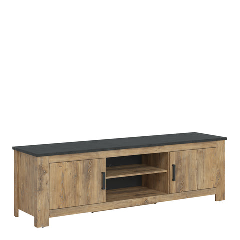 Rapallo 2 Door 189cm wide TV Cabinet in Chestnut and Matera Grey — front view