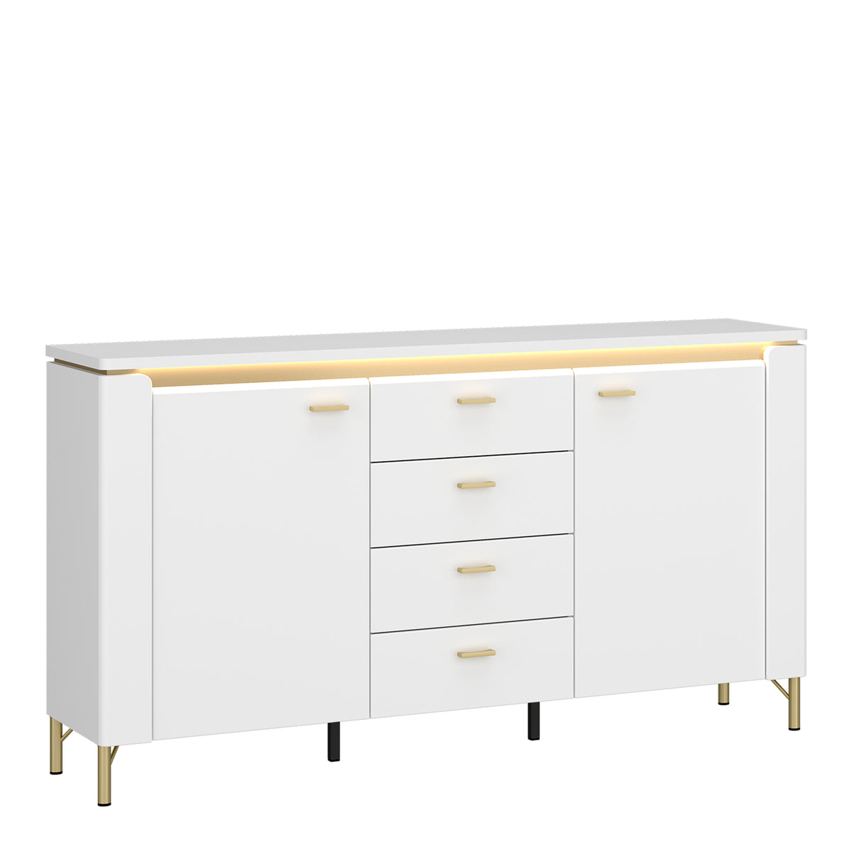 Lazio Sideboard 2 Door 4 Drawer in Alpine White/White Gloss — front view