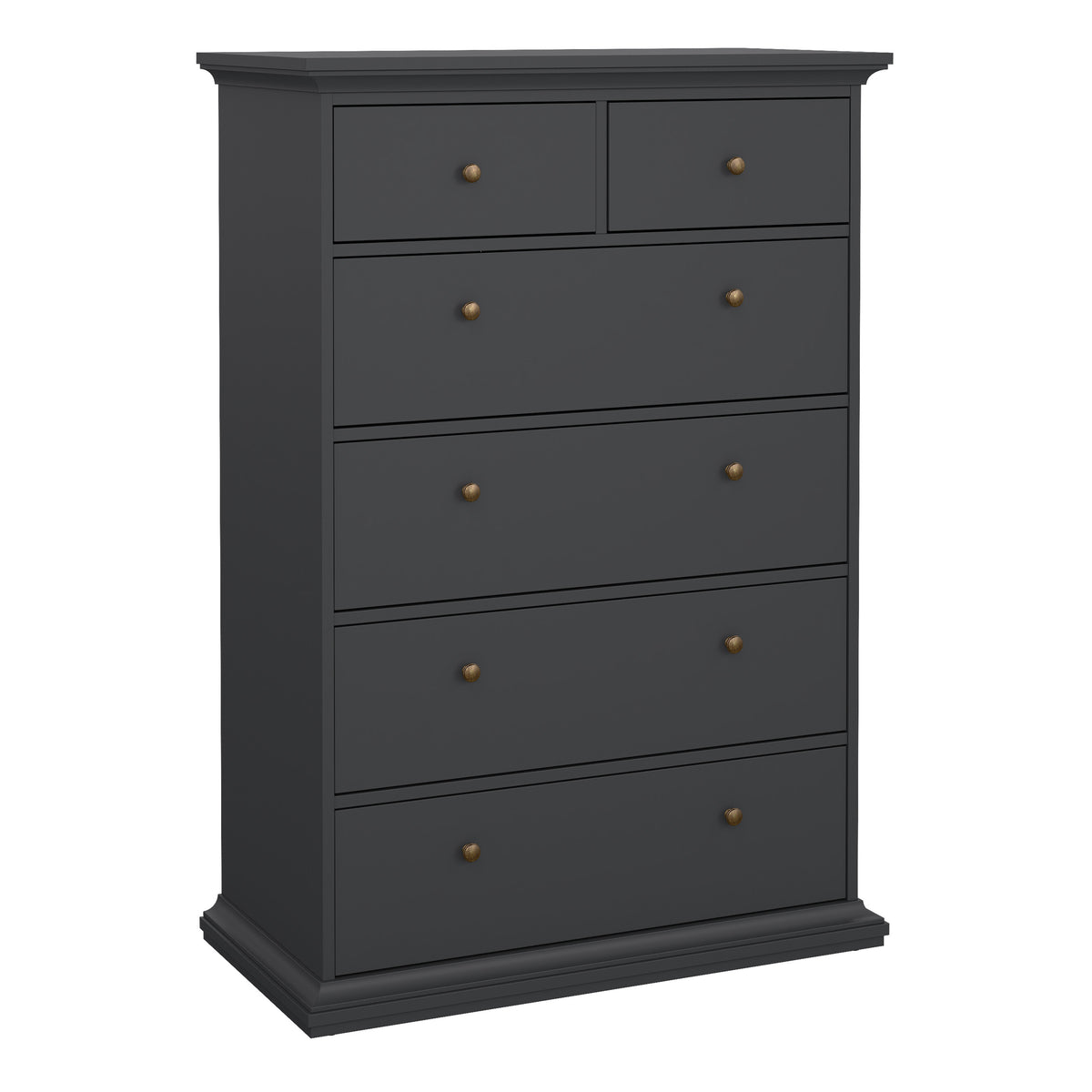 Paris Chest of 6 Drawers in Matt Grey — front view