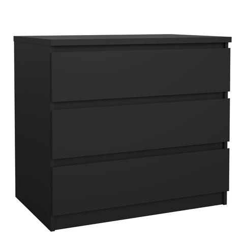 Naia Chest of 3 Drawers in Black Matt — front view