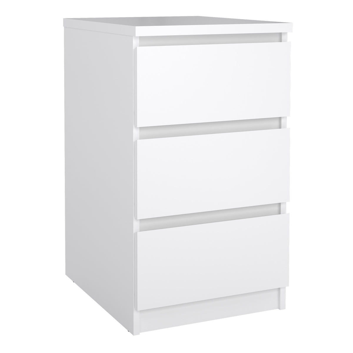 Naia Bedside 3 Drawers in White High Gloss — front view