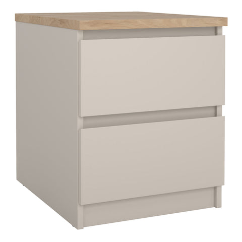 Naia Bedside 2 drawers in Cashmere Jackson Hickory — front view