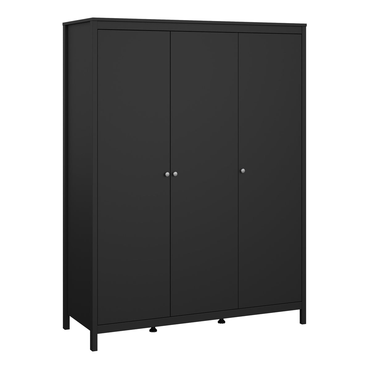 Madrid Wardrobe with 3 Doors in Matt Black — front view