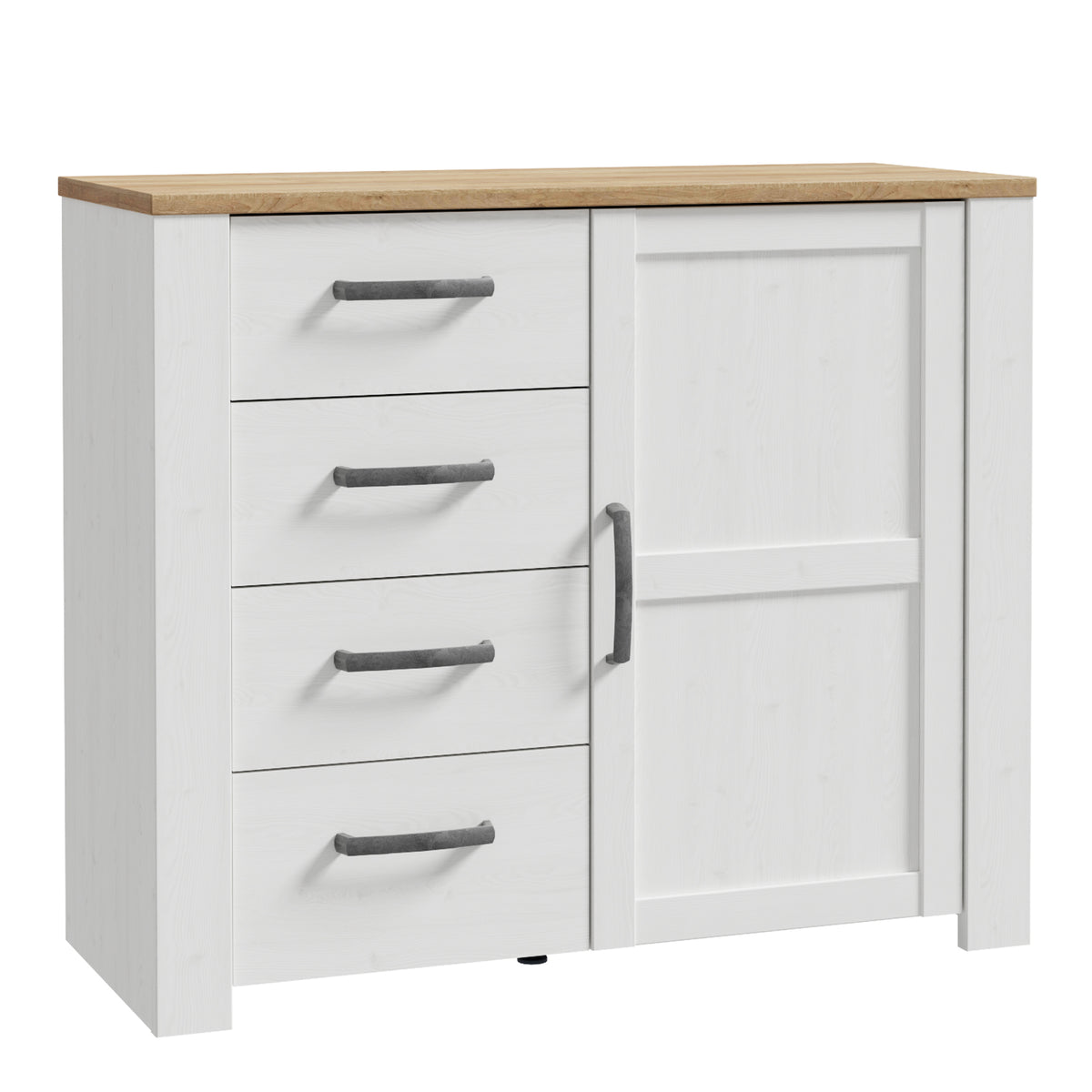 Bohol 1 Door 4 Drawer Chest in Riviera Oak/White — front view