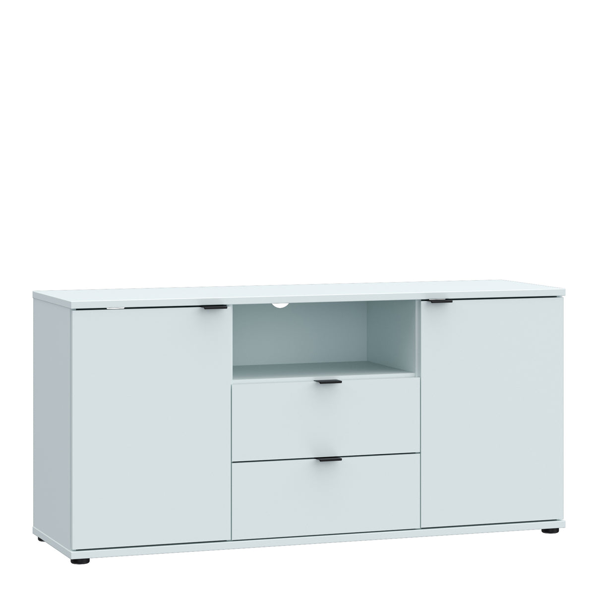Ganymede TV Unit with Open Shelf, Drawer & 2 Doors in Light Grey — front view