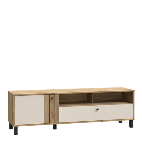 Grafton TV Unit n Cream and Oak — front view