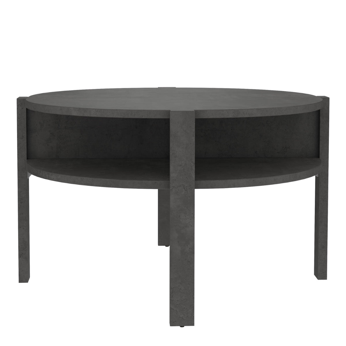Tobago Round Coffee Table with Open Shelf - Optic Dark Grey