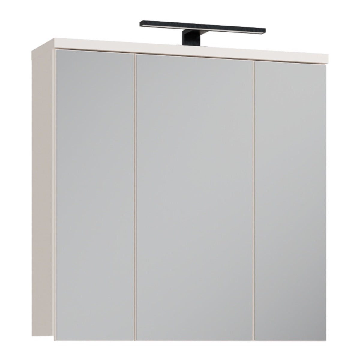 Veris 3 Door Mirrored Bathroom Cabinet with LED Lighting in Sand - view 1