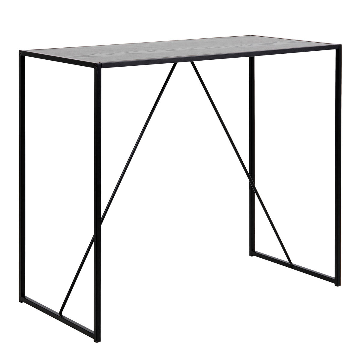 Seaford Black Metal Bar Table with Black Ash Top — front view