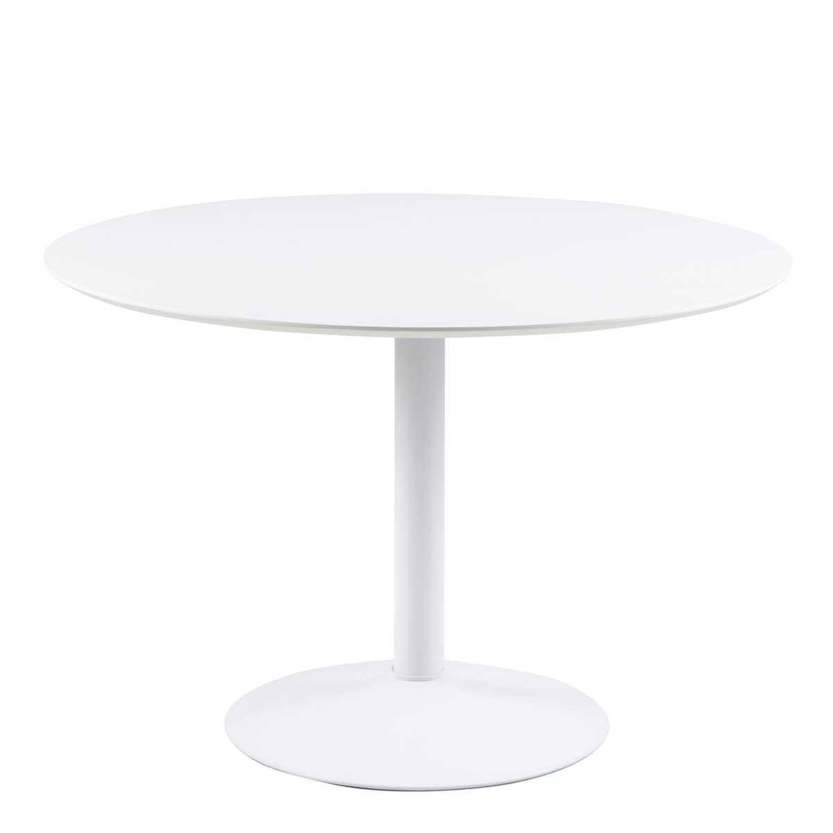 Ibiza Round Dining Table with White Top and White Base — front view