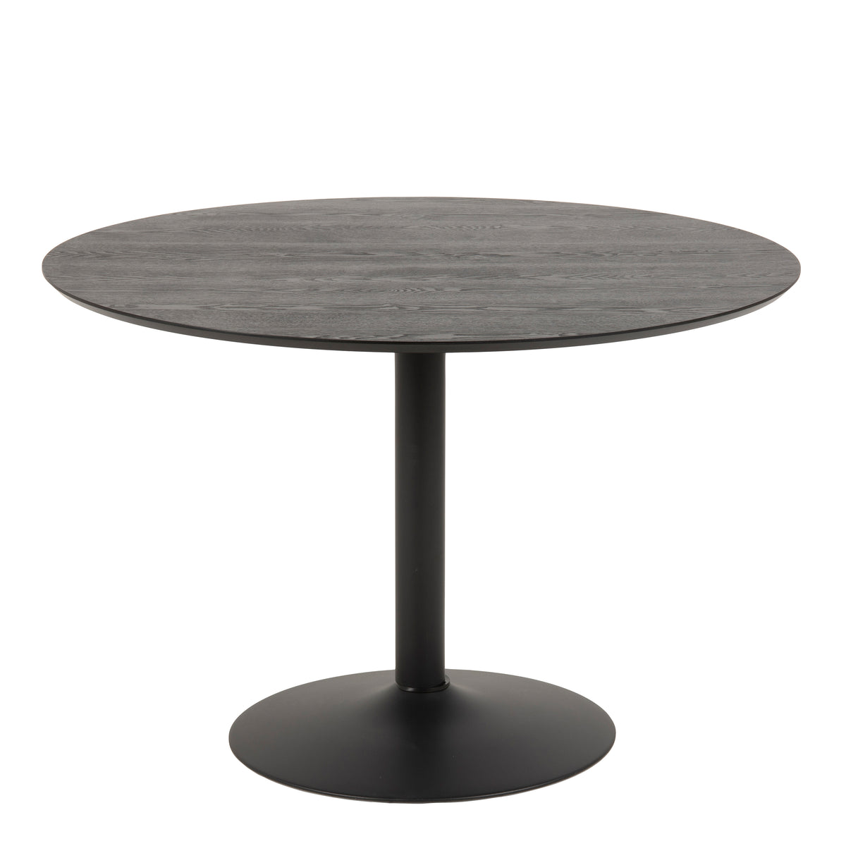 Ibiza Round Dining Table with Black Ash Top and Matt Black Base — front view