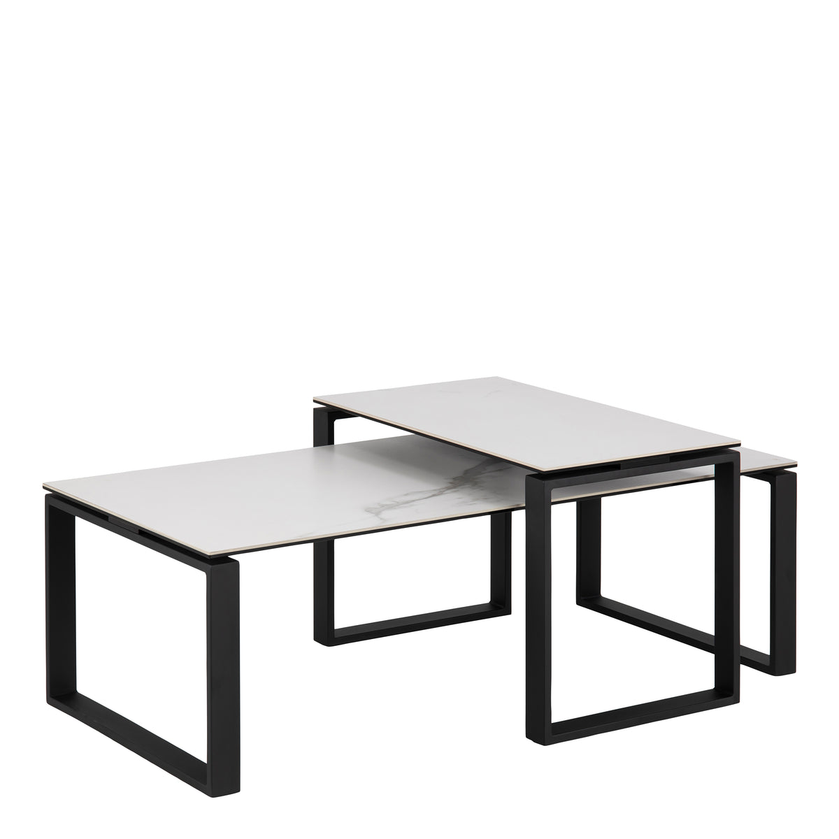 Katrine Coffee Table Set with White Ceramic Akranes Top — front view