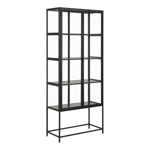 Seaford Tall Black Metal 2 Door Display Cabinet — front view