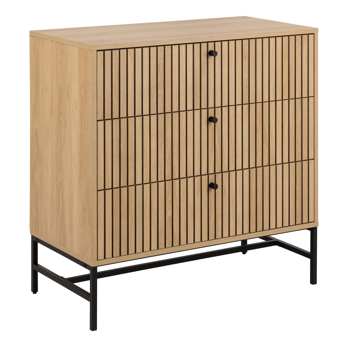 Albany Chest of 3 Drawers in Oak/Black Legs — front view