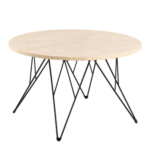 Prunus Round Coffee Table in Matt Beige and Matt Black Coated Steel Base 80x46.4cm — front view