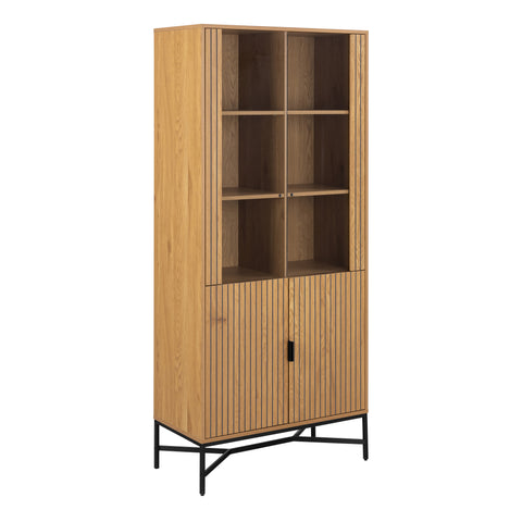 Jaipur Display Cabinet With 4 doors and 6 Shelves in Wild Oak — front view