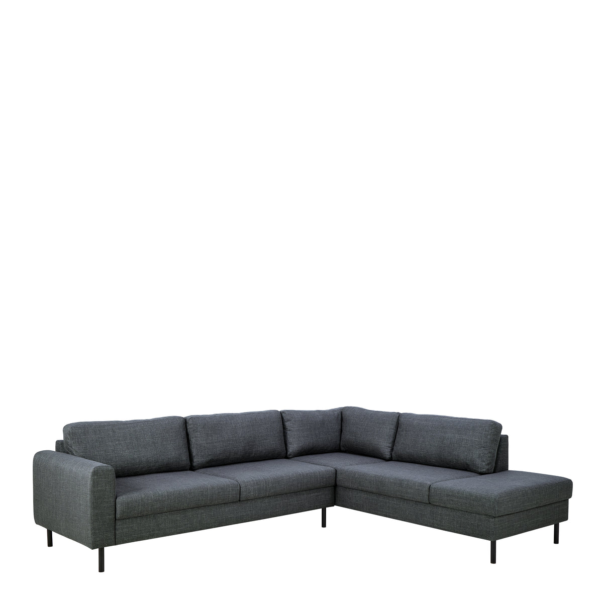 Omaha Right Hand Facing Corner Sofa in Dark Grey Fabric — front view