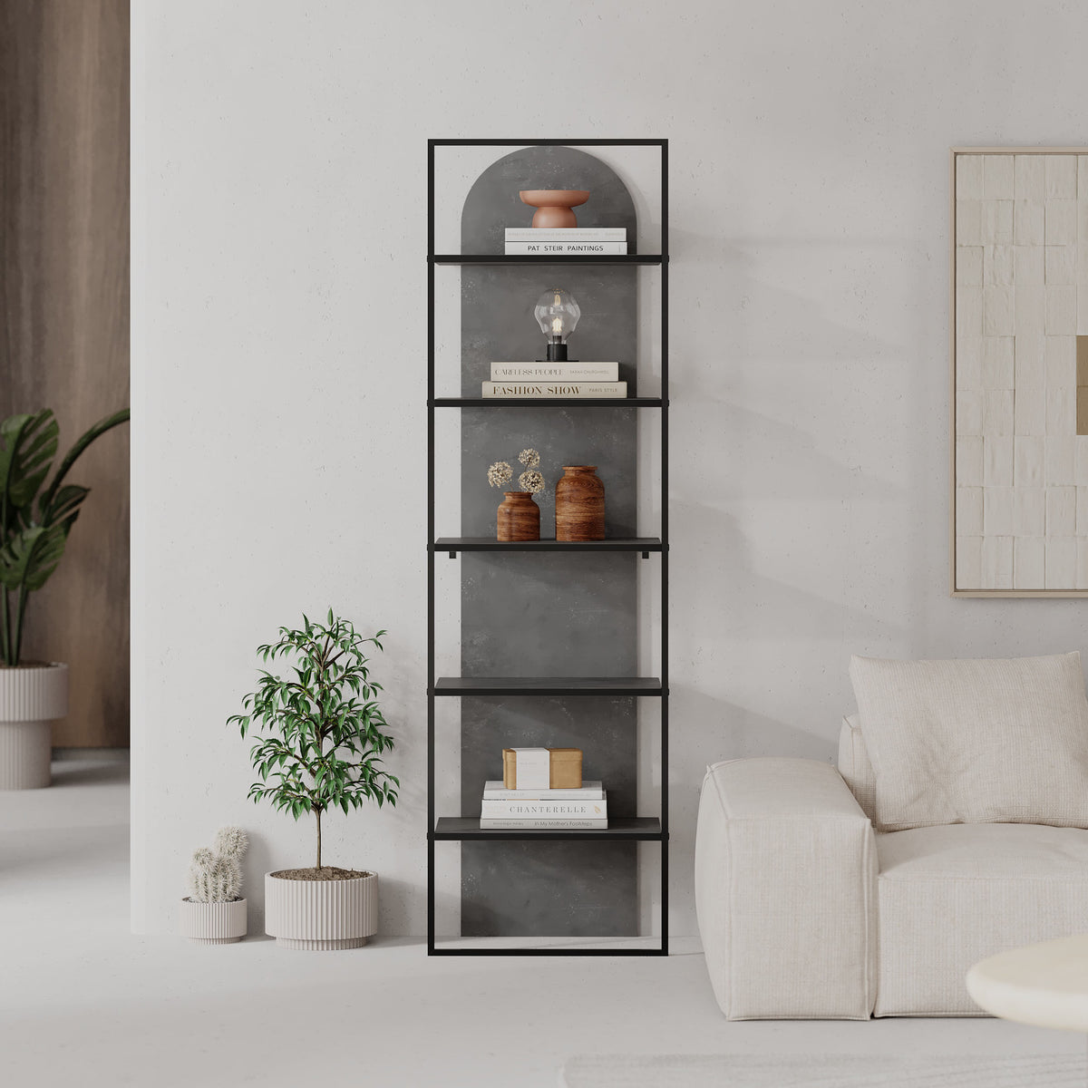 Archy Modern Bookcase 5-Tier Wall Mounted Shelf Retro Grey 180 cm