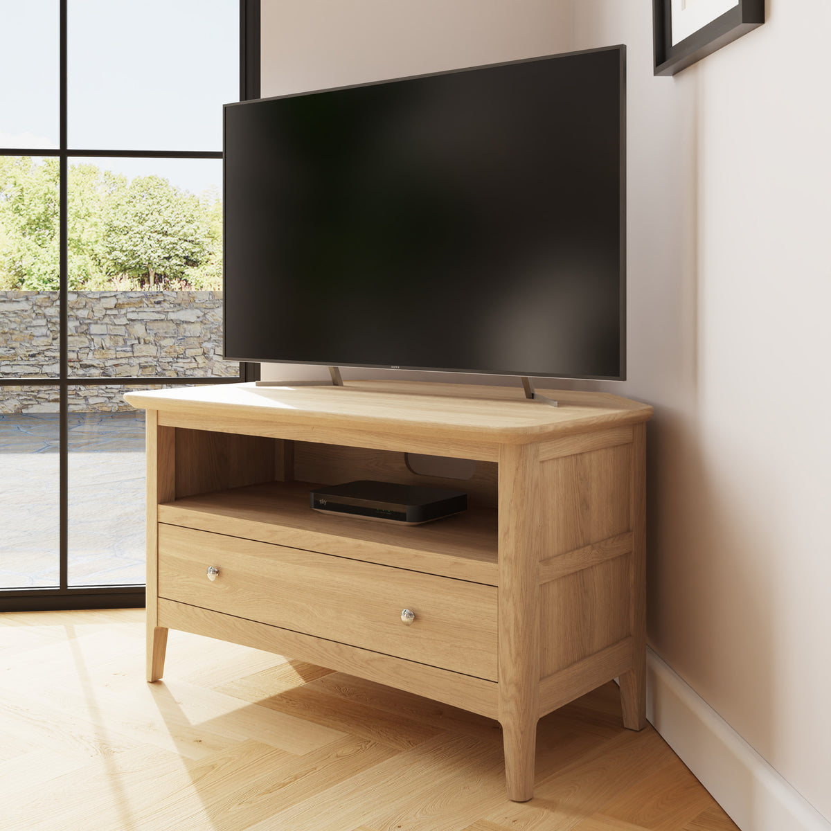 Hudson Ash 1 Drawer Corner TV Unit