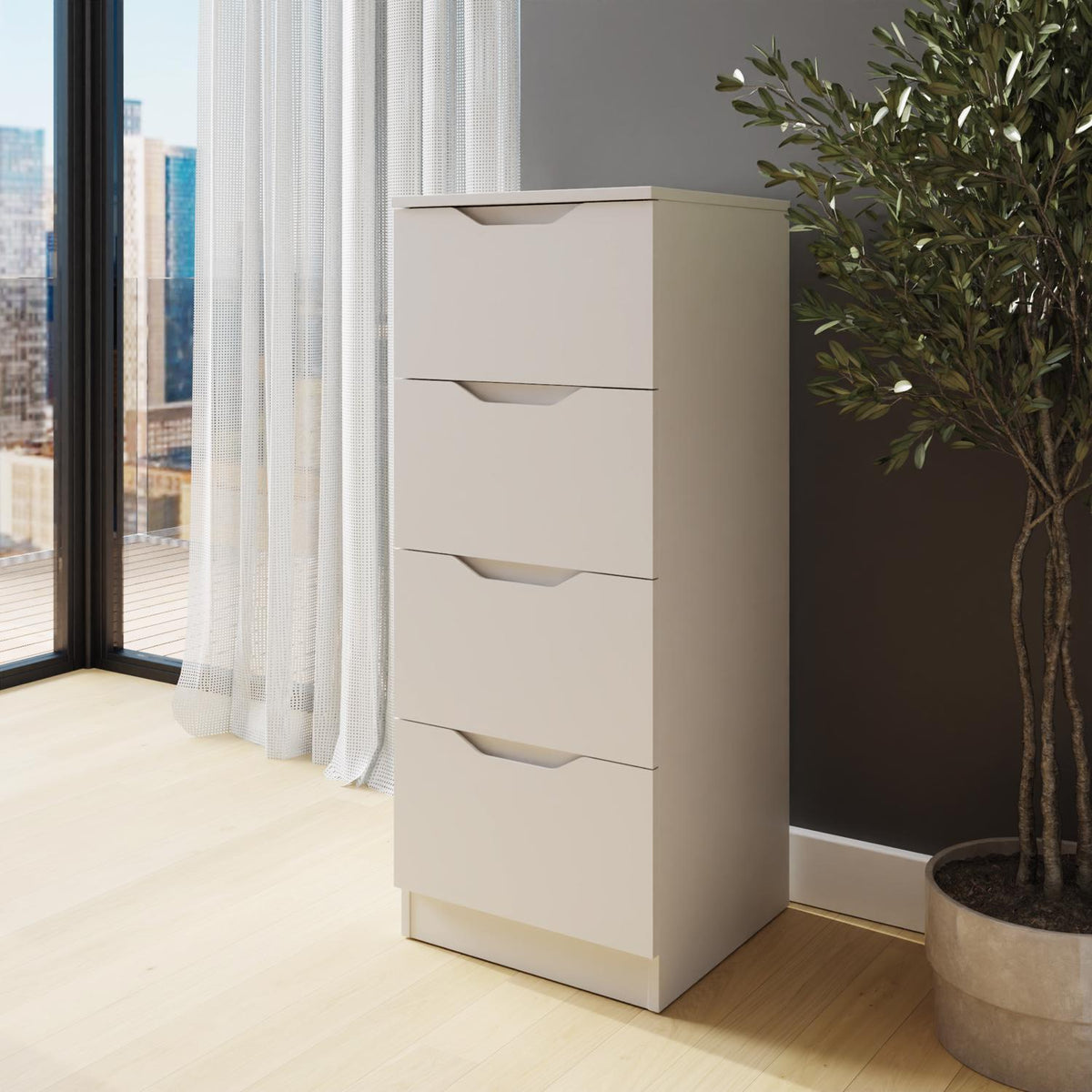 Luno 4 Drawer Tallboy Chest Of Drawers - White