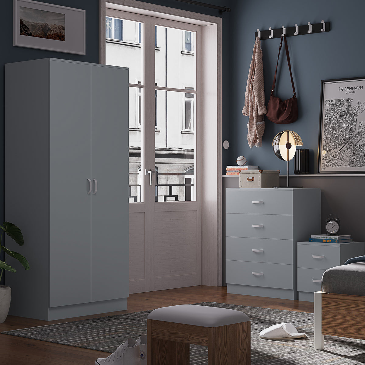 Tunis 2 Door Wardrobe Matt Grey