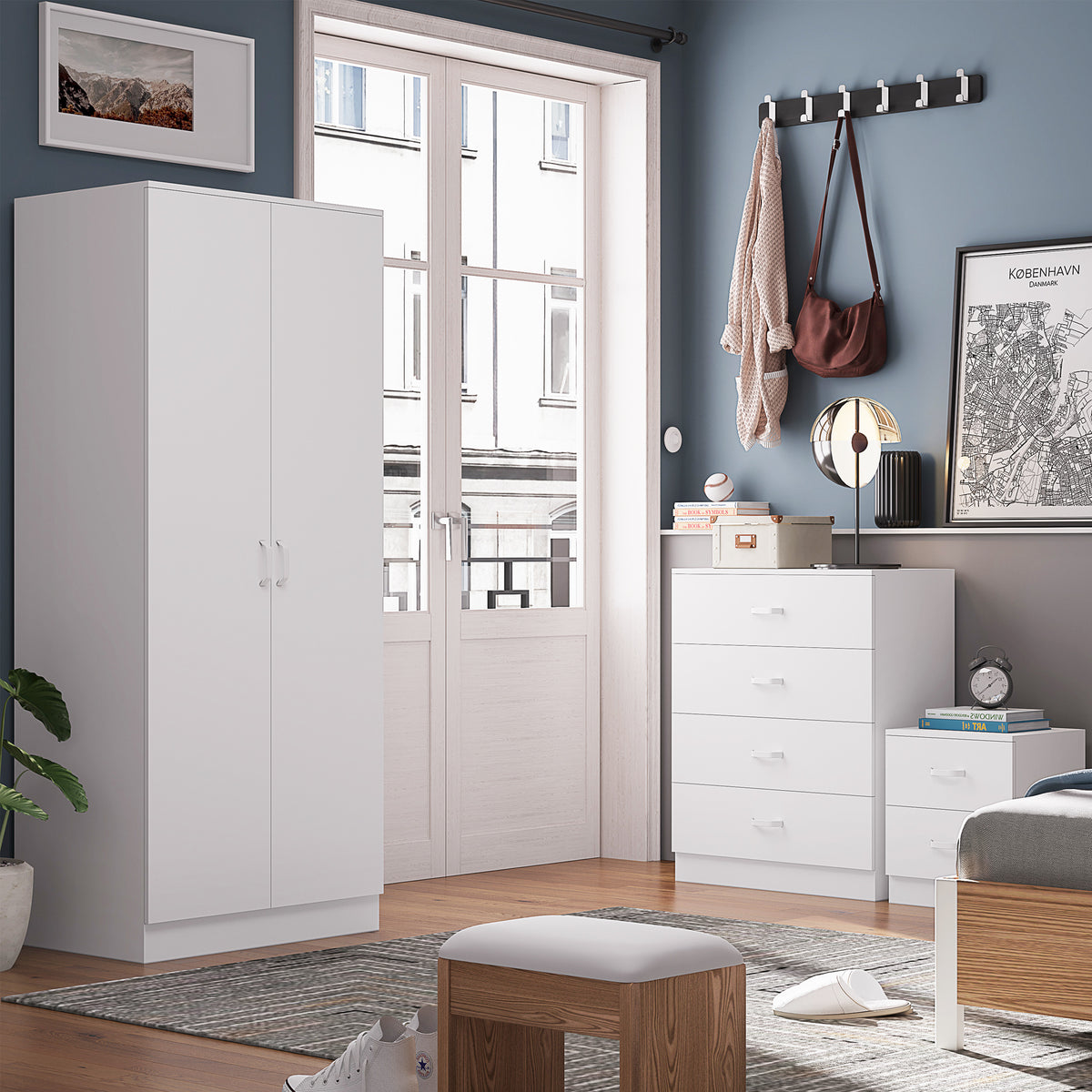 Tunis 2 Door Wardrobe Matt White