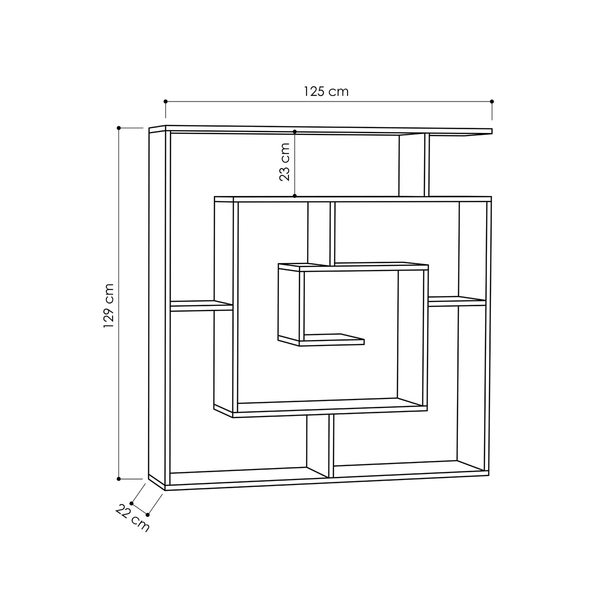 Labirent Modern Bookcase Display Unit White 129cm High