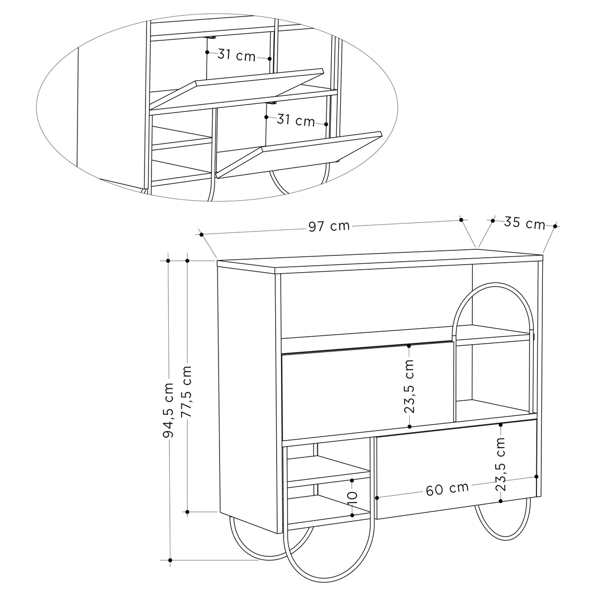 Norfolk Shoe Cabinet Retro Grey