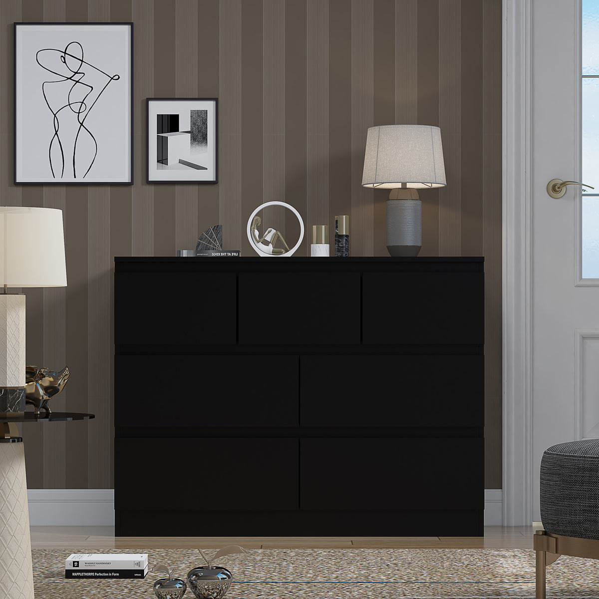 Stora 7 Drawer Merchant Chest Of Drawers - Matt Black
