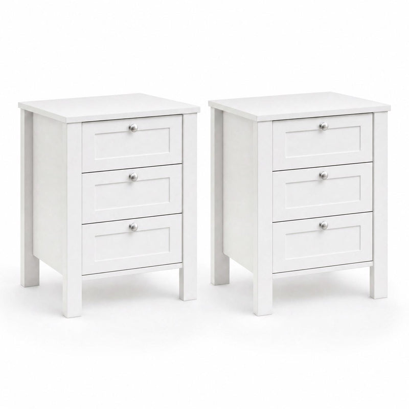 FWStyle Set Of 2 Shaker Style Bedside Tables - White