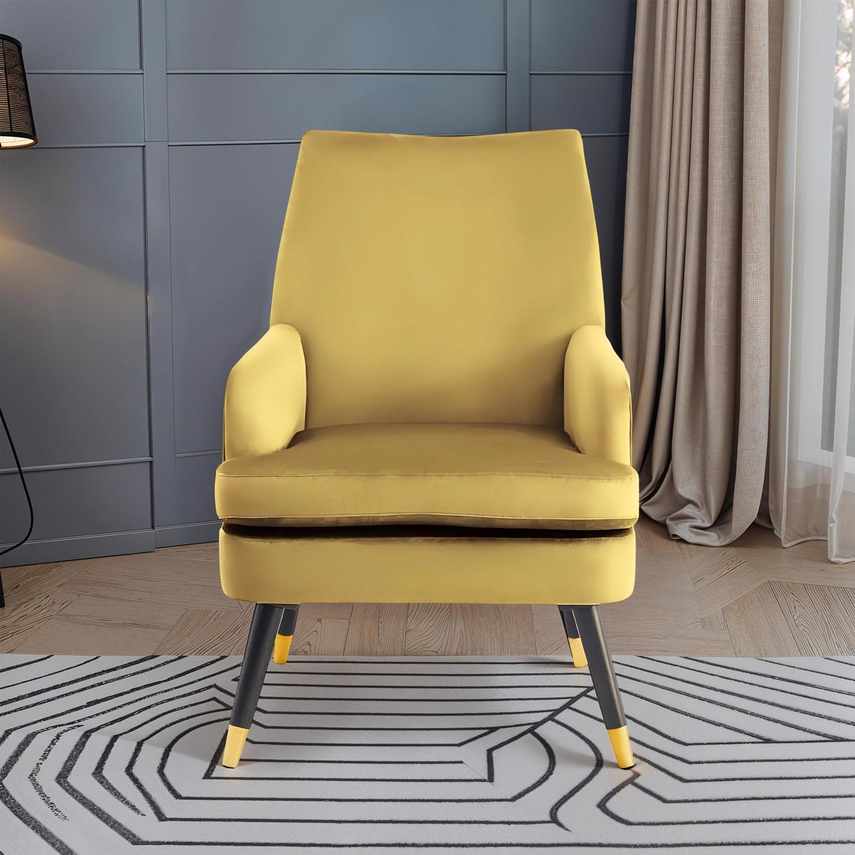 Loretta Accent Chair Mustard Velvet Padded Armchair