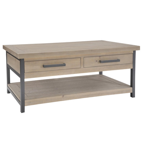 Lowry 2 Drawer Coffee Table Driftwood Lacquered Solid Reclaimed Pine (Previous Finish)