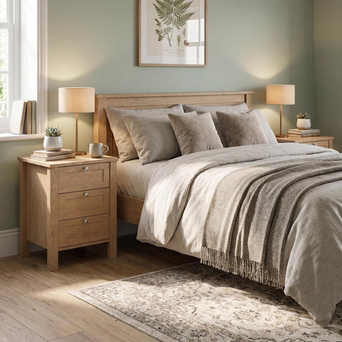 FWStyle Set Of 2 Shaker Style Bedside Tables - Oak