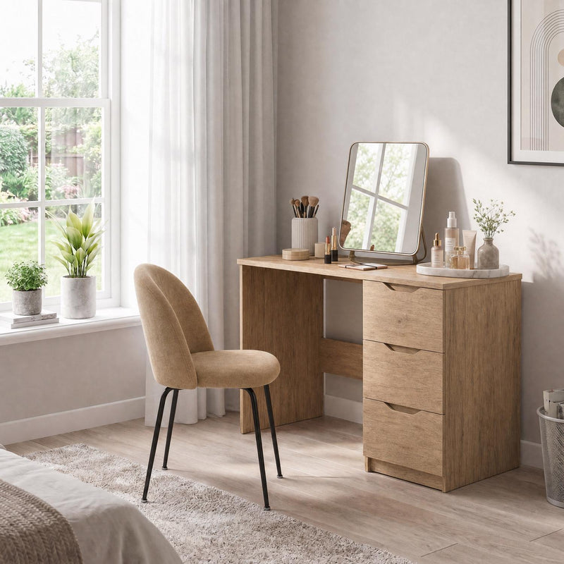 FWStyle Luno 3 Drawer Dressing Table - Oak