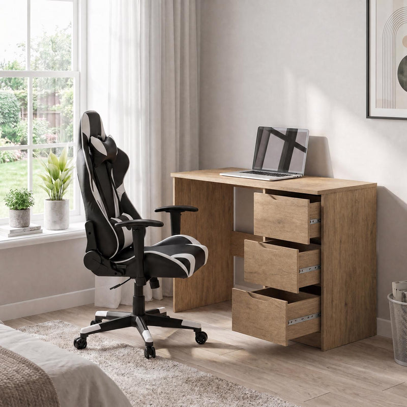 FWStyle Luno 3 Drawer Dressing Table - Oak