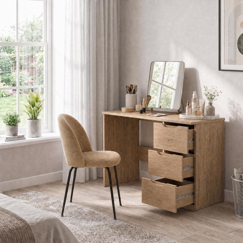 FWStyle Luno 3 Drawer Dressing Table - Oak