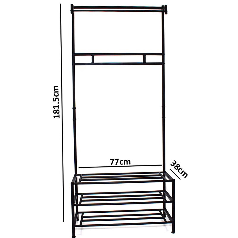 Industrial Urban Design Black Hallway Storage Rack With Hanging Rail