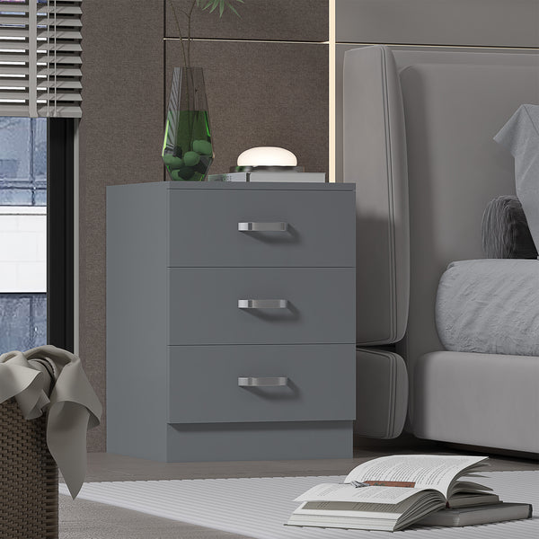 Tunis 3 Drawer Bedside Chest Matt Grey