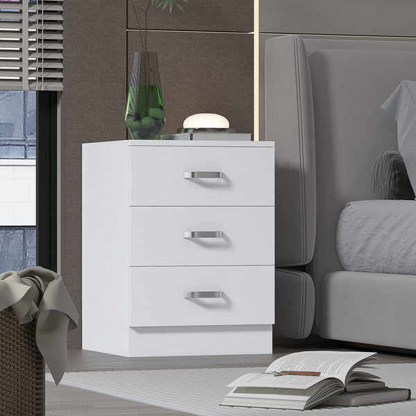 Tunis 3 Drawer Bedside Chest Matt White