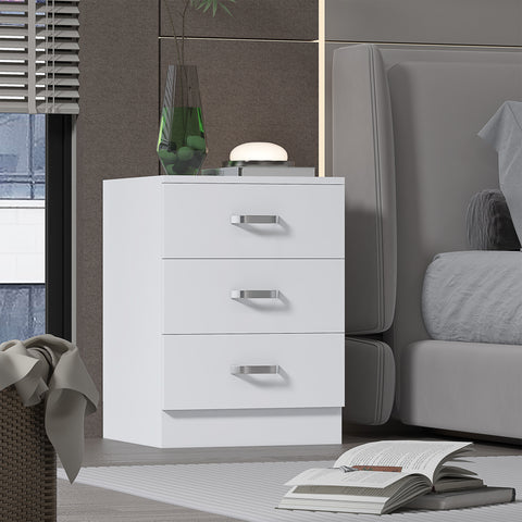 FWStyle Tunis 3 Drawer Bedside Chest Matt White