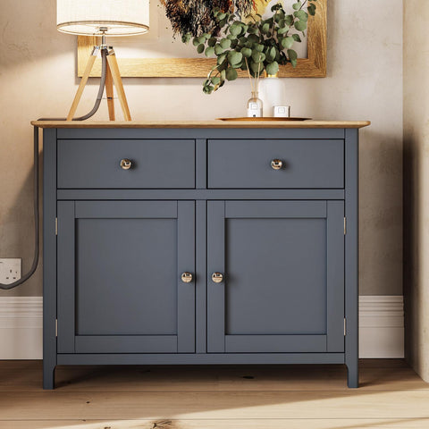 Taberno Oak 2 Door 2 Drawer Sideboard Graphite Blue