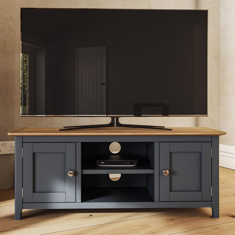 Taberno Oak 2 Door TV Unit Graphite Blue