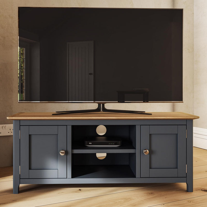 Taberno Oak 2 Door TV Unit Graphite Blue