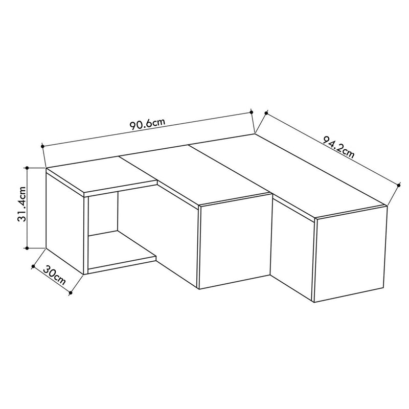 Modern Corner TV Unit With Sliding Storage - Anthracite