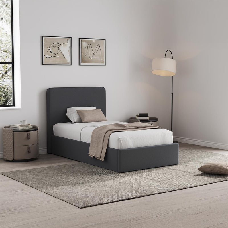 Walton Grey Fabric Single Ottoman Storage Bedframe