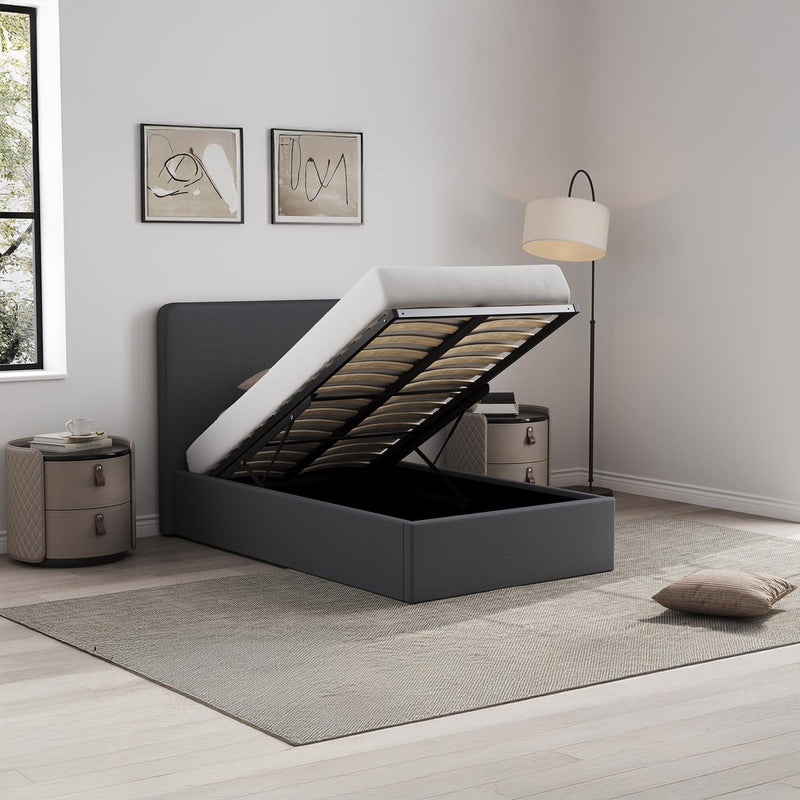Walton Grey Fabric Single Ottoman Storage Bedframe