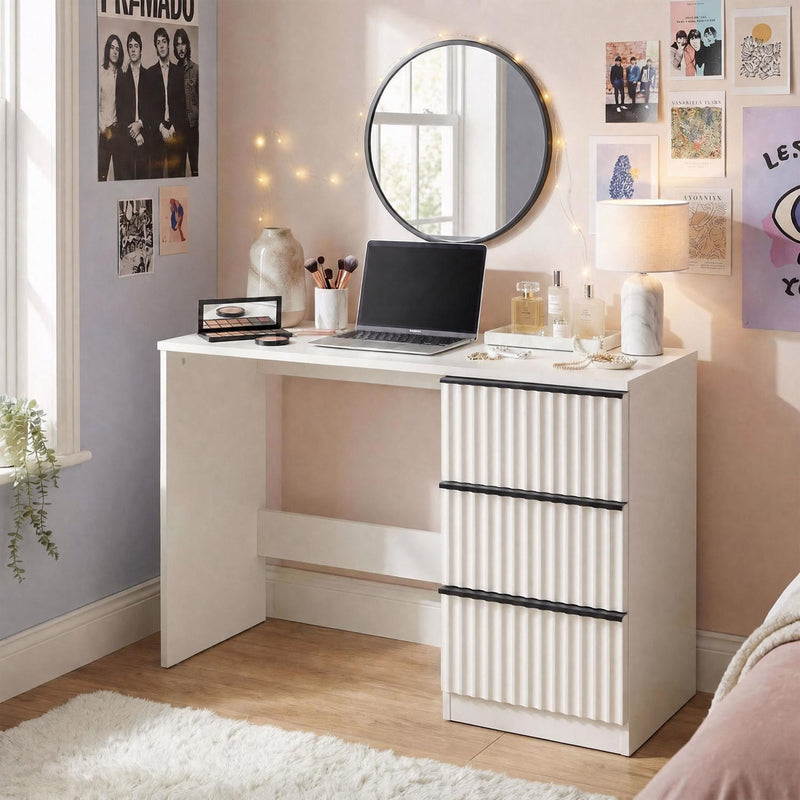 Lania 3 Drawer Dressing Table / Desk - White